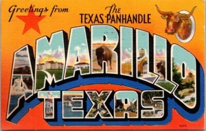 Amarillo TX Large Letter Greetings Texas c1940s Linen postcard FQ3 - Picture 1 of 2