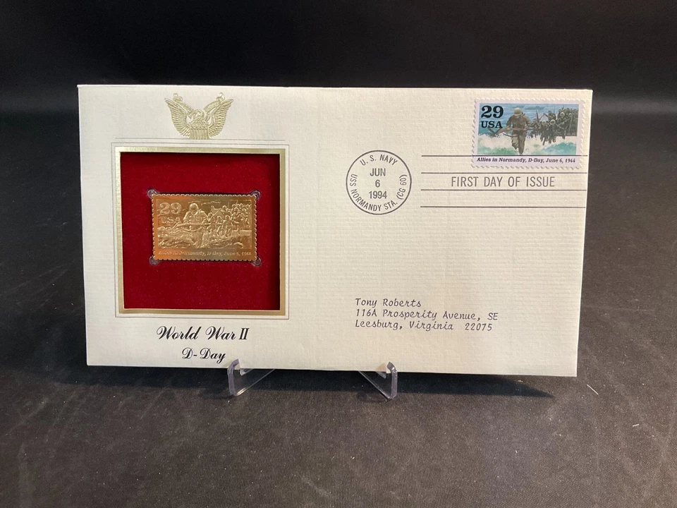 1994 PCS World War II D-Day 29¢ FDC 22K Gold Stamp Replica - Image 1 of 3
