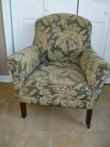 Antique Upholstered Victorian Floral Tapestry Lounge Chair Cover