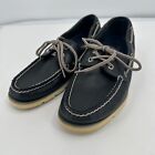 Sperry Top Sider Boat Shoes Mens 8 Medium Black Leather 2 Eye Lace Up 0777299