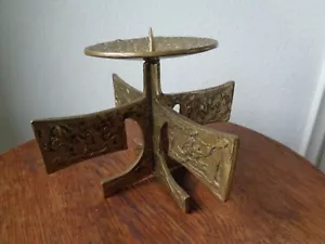 Vintage Mid century brutalist Bronze candle holder - Bild 1 von 9