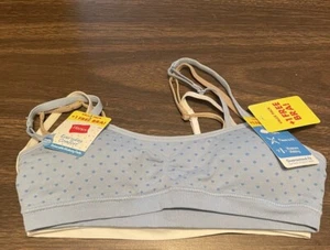 Hanes H189X Girl's 3 Pack Everyday Comfort Spaghetti Strap Bras Small Blue Beige - Picture 1 of 3