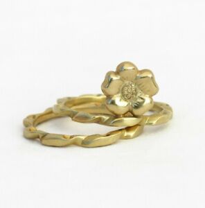 Forget-me-not Gold Flower Ring, 18K Gold Ring, Stacking ring, Handmade Real Gold