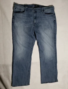 Lucky Brand 181 Relaxed Straight Jeans Mens 44X32 Medium Wash Blue Stretch - Picture 1 of 12
