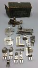 Vintage LOT Greist Rotary Sewing Machine Attachments Parts 13 Pieces Plus Box
