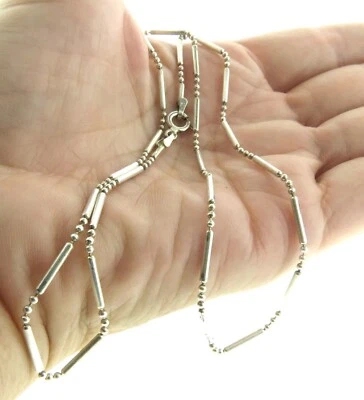 Collar de cadena de cuentas de barra de plata de ley Italia 1 mm 18" 3,8 g.  Foto 1 de 4