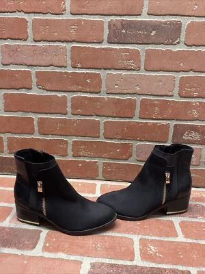 CALL IT SPRING Black Suede Side Zip Block Heel Ankle Boots Women’s Size 6 - Image 1 of 4