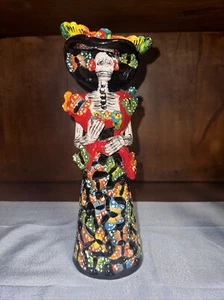 Talavera Mexican Catrina Day Of The Dead 12” Catrina Sombrero Lady - Picture 1 of 5