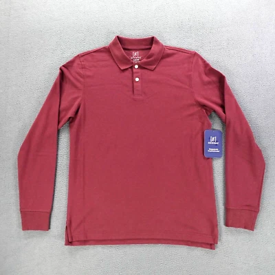 NWT George Polo Shirt Men's Size S Burgundy Long Sleeve NEW WITH TAGS - Image 1 of 4