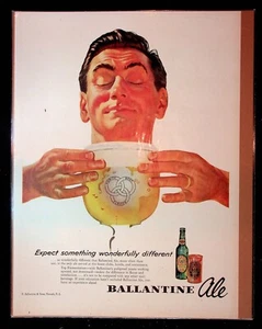 1950s Ballantine Ale Beer Newark NJ Man Drinking Beer Art Vintage Print Ad - Picture 1 of 1