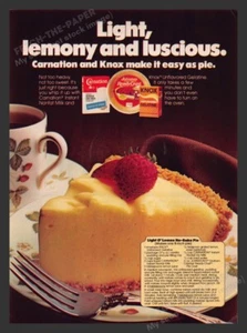 Knox & Johnston's "Lemon No-Bake Pie" 1980s Recipe Print Advertisement Ad 1980 - Picture 1 of 1
