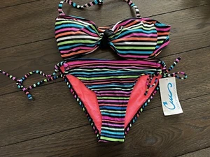 California Waves Bikini-Top 2-teilig gestreift mehrfarbig Badeanzug (L)/Bot (S) (E1) - Bild 1 von 8