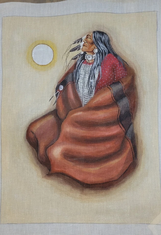 Handpainted Needlepoint Canvas - Native Elder - SOUTHWESTERN - Image 1 of 1