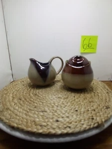 Vintage Sango Nova Brown 4933 Stoneware Cream And Sugar Set Beautiful - Picture 1 of 10