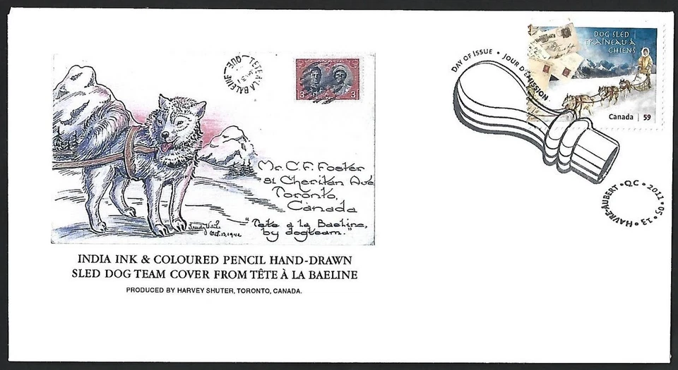 Canada Harvey Shuter, Toronto private FDC - 2011 Mail Delivery Dog Sled - Image 1 of 1