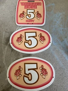 Super Rare Old School Huffy Thunder Rose Number 3 Piece Number Plate Set-#5-BMX - Picture 1 of 4