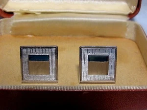 Vintage Anson Sterling Cufflinks Square in Square Modernist Great! - Picture 1 of 8