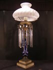 19 c Ornate Cornelius Solar Astral Sandwich ETCHED Glass Kerosene Oil Prism Lamp