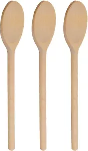 3 Set Of Long Wooden Spoon, Natural Mixing Spoons for Baking & Cooking, 12 Inch - Picture 1 of 6
