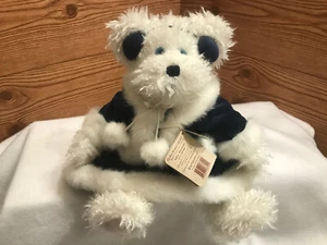 Boyd SONJA FROSTBEARY Christmas 12" Bear White Faux Fur Plush Blue Velvet Outfit - Picture 1 of 12
