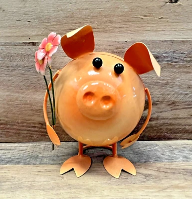 Decoración de mesa hinchable de metal para jardín de cerdo 6" x 5" Foto 1 de 4