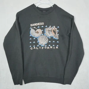 Vintage 80s Screen Stars San Diego Sea Shell Sweatshirt XL Black Made In USA - Bild 1 von 6