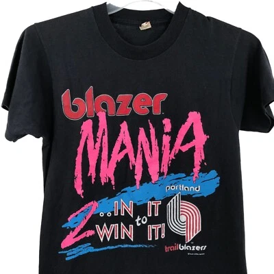 VTG Screen Stars Portland Trail Blazers Blazer Mania Black Neon Shirt Size Small - Image 1 of 4