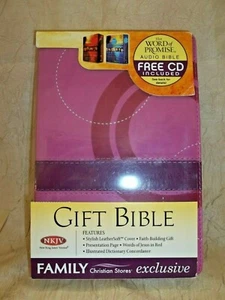 Holy Bible NKJV Pink Leather Gift Bible Red Letter Thomas Nelson with CD - Picture 1 of 6