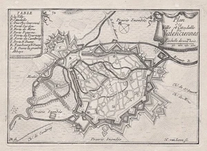 Valenciennes Nord Hauts-de-France Plan fortification gravure Beaulieu 1680 - Picture 1 of 1