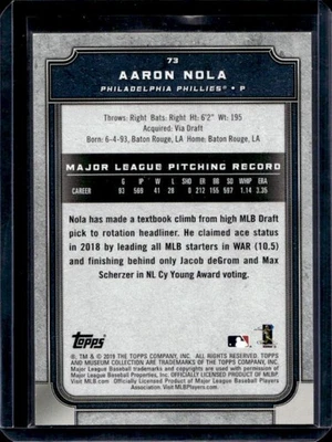 2019 Topps Museum Aaron Nola Amethyst #78/99 Phillies - Image 1 of 2