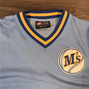 Nike Cooperstown Collection Retro Light Blue Baseball Jersey M Seattle Mariners - Picture 1 of 7