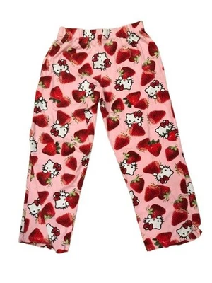 Pantalones de pijama para mujer Hello Kitty pequeños pijamas rosa fresa algodón raro Foto 1 de 4