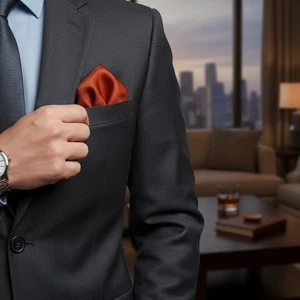 Nwot 9" X 9" Satin/Woven Pocket Square Bronze, Solid.  - Picture 1 of 7