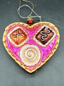 Seasons Of Cannon Falls Bon Bon Heart Glass Valentines Christmas Ornament - Picture 1 of 8