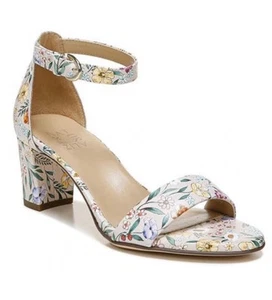 Naturalizer Women's Vera Heeled Sandal Floral Flower Print Cream Nude Shoe 10W - Picture 1 of 6
