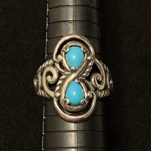 Anello Carolyn Pollack misura 9 argento sterling e turchese della bella addormentata ornato - Foto 1 di 9