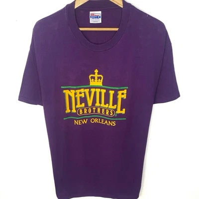 Vintage 90s Neville Brothers New Orleans Mardi Gras Double Sided Concert T Shirt - Image 1 of 4