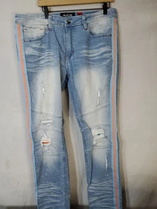 Jeans uomo Makobi effetto invecchiato lavaggio leggero taglia 36X32 - Foto 1 di 14