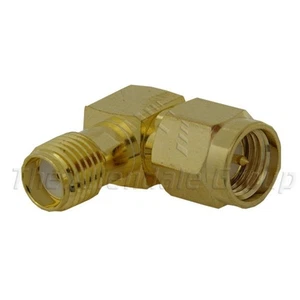 Adaptor SMA Male to SMA Female Right Angled Connection Nickel Plated/Gold Plated - Picture 1 of 4
