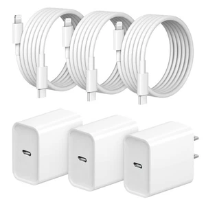 iPhone Schnell Ladegerät 3+3er Pack 20W USB C Wandladegerät mit 6FT Fast Charging Cab... - Bild 1 von 7