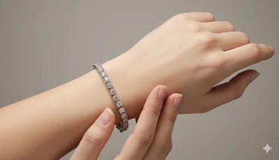 Pulsera Oro Blanco Relleno Diamantes Simulados Corte Lujo 0.6X21.0cms TENIS/UK/S Foto 1 de 4