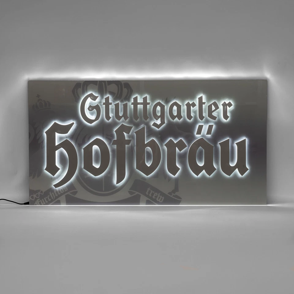Stuttgarter Hofbräu Bier LED Leuchtreklame Leuchtwerbung inkl. Netzteil 90x47cm - Bild 1 von 4