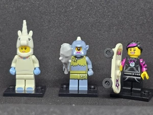 Lot Of 3 Random Lego Minifigures - Unicorn, Cyclops, Skateboard Girl - Picture 1 of 2
