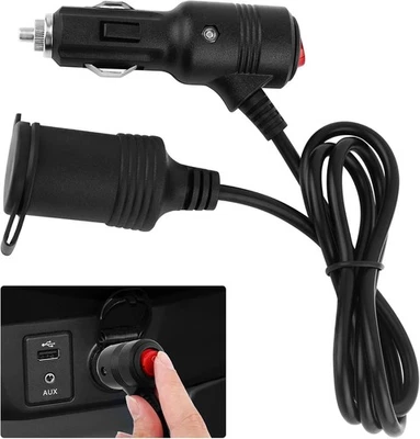 BRANDED 3Ft Car Cigarette Lighter Extension Cord with On Off Switch & Dust 1 Tuo 1 or 2