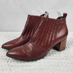 Ecco Shape 45 Pointy Block  Ankle Boots Booties Womens 10 Brown Danish Leather - Picture 1 of 9