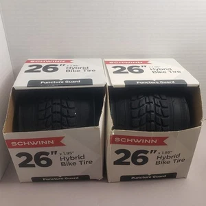 Schwinn 26” Hybrid Bike Tires , Puncture Guard Black 26”X 1.95” 2 Pack - Picture 1 of 5