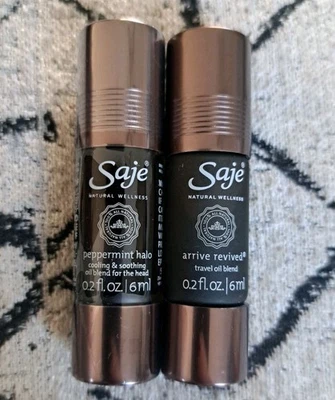 Saje Natural Wellness Peppermint Halo & Arrive Revived Remedy Oil 0.2 fl.oz NEW - Image 1 of 2