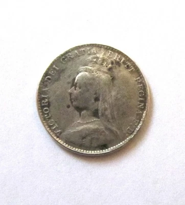 Moneda de plata Victoria cabeza jubileo de 3 peniques Gran Bretaña de 1887 Foto 1 de 4
