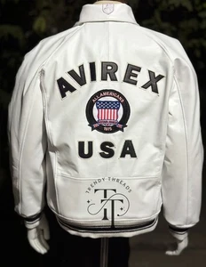 Men's New Avirex Real Leather Bomber Classic American Flight Leather Icon Jacket - Picture 1 of 3