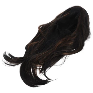 Parrucca lunga sintetica per donna - parrucca colore misto nero e marrone - capelli lisci - Foto 1 di 12